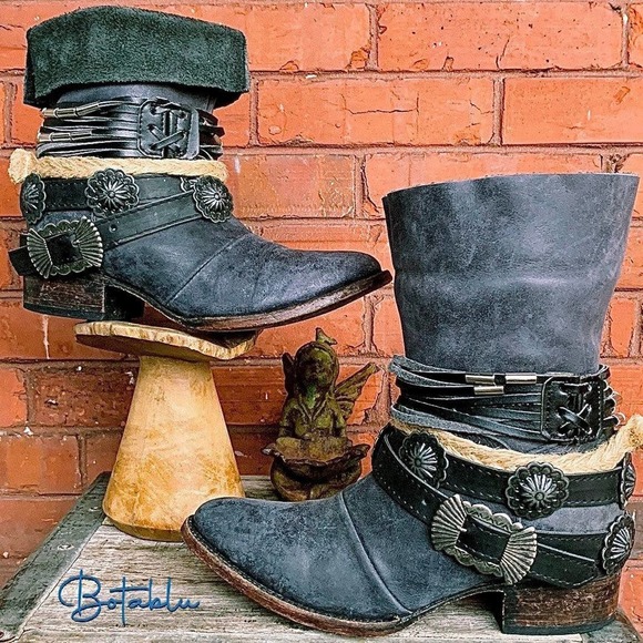 FREEBIRD BY STEVEN Yerba Strappy Chain Short Leather Ankle Bootie Boots 7 - Picture 2 of 8